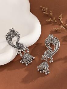 1 paire de boucles d'oreilles vintage sculptées de style indonésien en alliage de zinc, style pop égyptien turc. Boucles d'oreilles polyvalentes pour dames, adaptées pour un usage quotidien, des fêtes et des vacances
