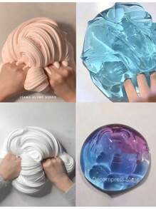 4pcs/Set Slime Bubble Mud Toys, DIY Squishy Stress Relief Play Dough Toy Props, Fun Toys For Birthday Parties And Events, Random Jar