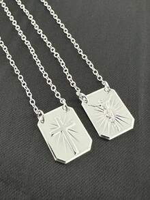Men's Chain Scapular With Cross Plate And Jesus Christ Crucifix Plated In 925 Silver And 18k Gold - Bạc - Xem 1