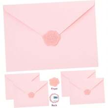 Set di cancelleria con busta. Buste eleganti rosa con decorazioni floreali, ideali per inviti a feste di compleanno, laurea, matrimonio e regali