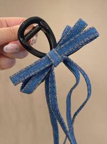 1 pièce Pince à cheveux avec ruban nœud pour femmes, polyvalente pour le port quotidien et les vacances, cadeau pour la Saint-Valentin. Pince à cheveux, pinces à mâchoires pour cheveux