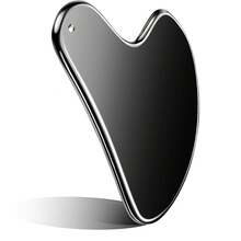 Nuanchu Stainless Steel Gua Sha Facial Tools Lymphatic Drainage Massager Guasha For Face Metal Gua Sha Skin Self Care Gifts Face Sculpting Guasha For Body Eyes Jawline Shaper With Pouch(Silver) - 黑色 - 查看 1