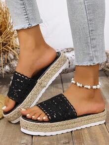 Women's Bohemian Style Flat Sandals, 2024 New Ladies Slippers,Summer Shoes - Black - View 6