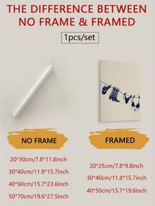 1幅海军蓝比基尼海滩插画墙画，海岸牛仔女郎印花帆布画，比基尼墙面装饰，海洋主题艺术品，适用于卧室、客厅或宿舍，送给她的礼物，不含画框