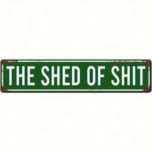 10.16x40.64cm Green Retro "Outhouse" Metal Wall Art Decor, Featuring White Letters, Suitable For Home, Office, Garden, Bathroom As Perfect Decorative Gift