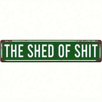 10.16x40.64cm Green Retro "Outhouse" Metal Wall Art Decor, Featuring White Letters, Suitable For Home, Office, Garden, Bathroom As Perfect Decorative Gift