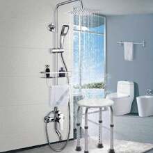 Shower Stool Adjustable Shower Chair Height Disability Bathroom Seat Multi Purpose Round Bath
