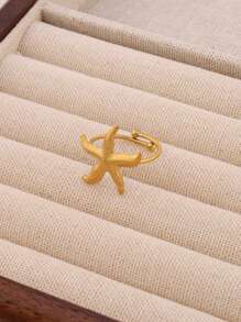1PC Chic Stainless Steel Starfish Ring For Women 18K Gold Plated Little Sea Star Adjustable Opening Rings Female Summer Beach Daily Jewelry Gifts