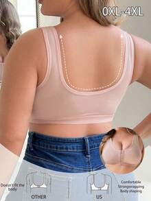 Plus Size Comfortable Wireless Front Closure Bra - Apricot - View 3