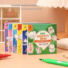 1pc/6pcs Creative Mini Coloring Books, Portable Outdoor Sketchbooks For DIY Doodles Anytime, Cartoon Series Patterns Like Ocean, Holidays, Food, Space To Inspire Kids' Creativity And Imagination, Suitable For Colored Pencils, Markers, Oil Pastels, Watercolor Pens, Ideal Gift For Kids, Students, Birthday, Holiday - Multicolor - View 5