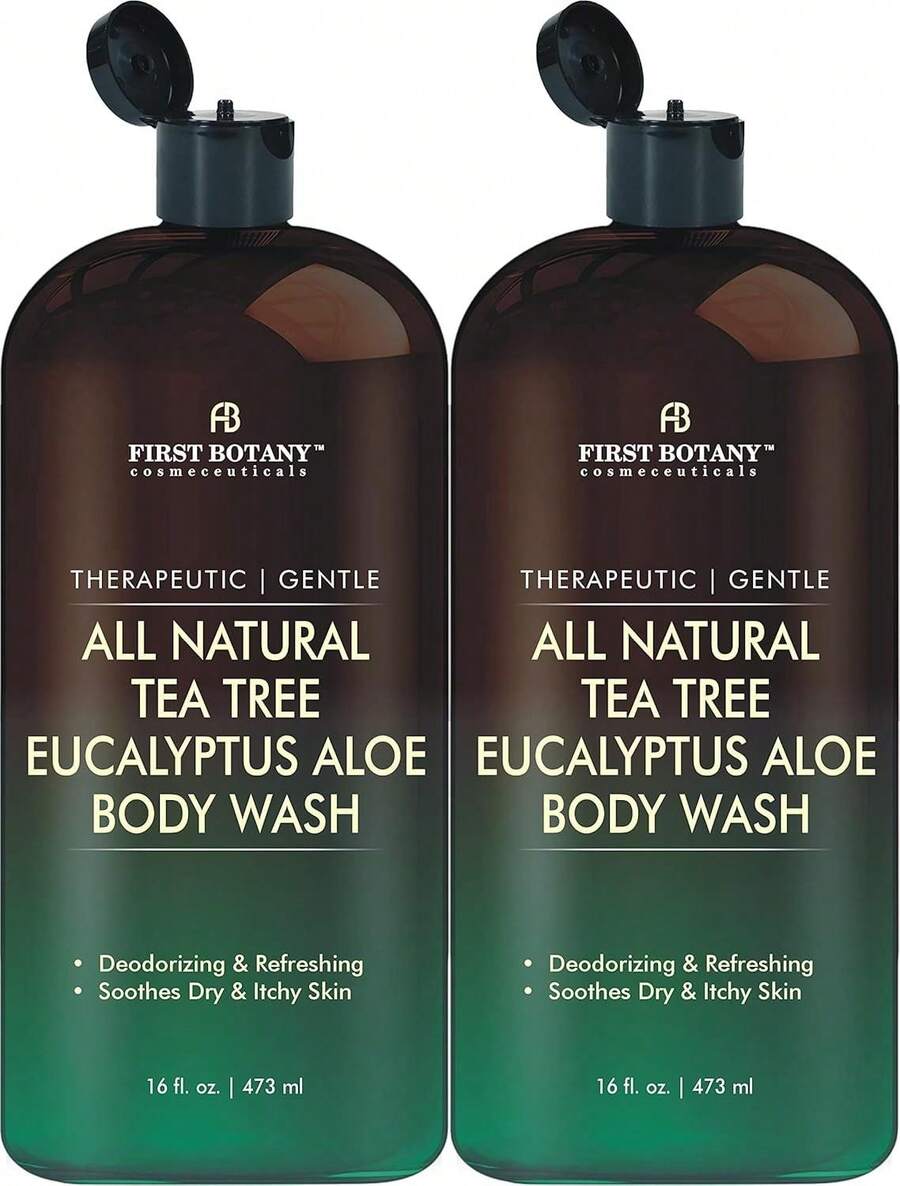 First Botany,  Body Wash - Fights Body Odor, Athlete'S Foot, Jock Itch, Nail Issues, Dandruff, Acne, Eczema, Shower Gel For Women &Amp; Men, Skin Cleanser -16 Fl Oz (Tea Tree Eucalyptus) - Tea Tree Eucalyptus - View 1