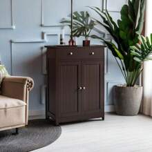 Bathroom Storage Cabinet With Drawer And Double Doors, Free-Standing Organizer With Inner Adjustable Shelf For Living Room, L24xW12xH31.5 In