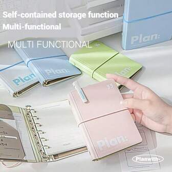 Taccuino mini A7 ultra compatto - Design a due toni semplice - 44 fogli sciolti per album di ritagli/diario - Raccoglitore portatile a 6 anelli per studenti e professionisti