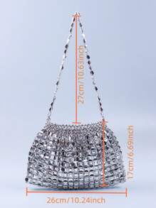 1 pièce Sac à dos en métal fait main avec perles, design élégant pour femmes. Sac à bandoulière mode ajouré, sac à main de soirée. Convient pour le mariage, la fête, le festival, les sorties et la tenue quotidienne