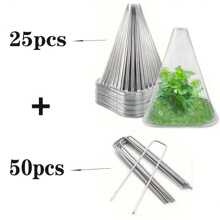 20/50pcs Galvanized Steel Outdoor Turf Ground Nails, U-Shaped Ground Nails, Anti-Grass Cloth Garden Ground Nails, Insert Soil Fence U-Shaped Fixer
