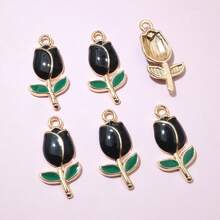 20pcs 21x10mm Enamel Rose Flower Charms Pendant Alloy Metal Cute Flowers DIY Jewelry Making Accessories For Necklace Earrings