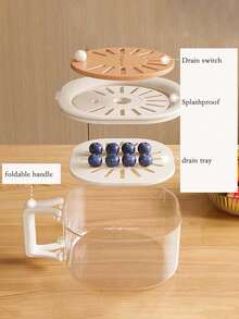 1 件装可爱粉色洗菜水果篮，家用水果收纳篮，加厚盖子，可折叠手柄，厨房配件，厨房用品，打造极致厨房效率，打造舒适秋冬风格