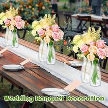1/2/5/8/10pcs Plastic Striped Vases, Transparent Flower Vases Floral Combination Crafts Suitable For Various Bouquet Decoration, Display, Festivals And Home Decor, Applicable For Tabletop Decor, Wedding, Christmas, Dinner Party Room Decor Glass Vase - Clear - View 2