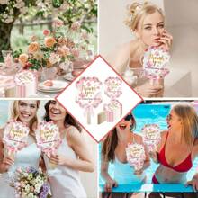 10/20 piezas Artículos de fiesta de bodas, Suministros decorativos, Abanicos para ceremonia de graduación y celebración, Gracias por celebrar con nosotros, Abanicos plegables de mano, Regalos de boda bohemios para la novia y damas de honor, Baile, Abanicos de boda con elegante patrón floral de rosa con mango de madera y cintas, Para uso de los invitados, Accesorios de decoración