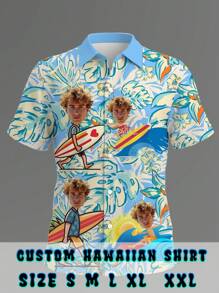 Camisa de playa de estilo hawaiano personalizada para hombre, con estampado de paraíso tropical, perfecta para fiestas de luau y paseos en bicicleta por la , que se transiciona sin esfuerzo entre bodas en la playa y paseos por el mercado nocturno de coco