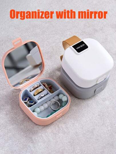 1/2 Stücke Silikon Kleine Reise-Organizer mit Spiegel Schmuck Display Organizer (für Ohrringe, Ringe, Halsketten, Armbänder, Nägel), Abschlussgeschenk, Haushaltsorganizer, Schmuckorganizer, Reisezubehör, Brautjungferngeschenk, Reiseschmuckkästchen, kosmetisches Zubehör, Spiegel, kompakt und tragbar, für Urlaub am Strand, Badezimmersammlung, Schlafzimmerkollektion, große Kapazität