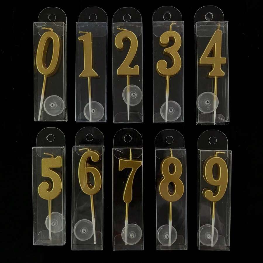 0-9 Numeric Candles, Creative Gold Number Candles Suitable For Birthday Party Cakes, Wishing Cake Decorative Candles