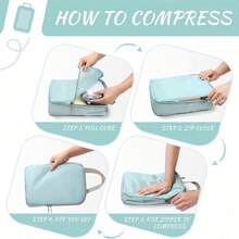 4 Set Compression Bags Travel Storage Organiser Suitcases Packing Cubes Luggage - 黑色 - 查看 11