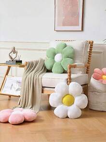 1 Peça Almofada Decorativa Floral, Almofada Fofa e Macia em Formato de Flor, Almofada Floral Tapete Decoração para Casa, Decoração para Quarto e Sala de Estar, Melhor Opção de Presente para Feriados - Núcleo branco roxo - Visão 5