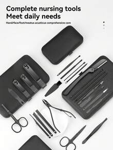 NEFOUME 8/15/24件不锈钢指甲钳套装，高精度美甲套装，含指甲钳、指甲锉、时尚收纳盒 - 彩色 - 查看 2