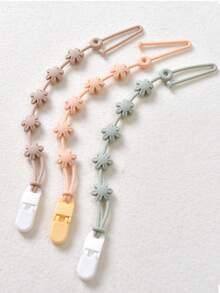 4pcs Baby Daisy Anti-Lost Hanging Strap, Suitable For Baby Bottles, Pacifiers, Teethers, Toys Silicone Anti-Drop Chain With Clips, Floral Anti-Drop Chain
