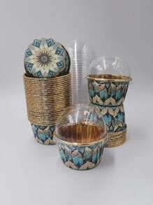Set de 50 envoltorios para hornear de papel reutilizables - Resistente al calor, acabado brillante, adecuado para pasteles, pasteles de fiesta (tapas opcionales)
