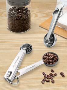 6-Piece Stainless Steel Measuring Spoon Set, High-Quality, Durable, Stackable Kitchen Tool Set, Suitable For Liquids, Solids And Powders, With A Portable Hook For Easy Reading Of Ounce And Milliliter Measurements, A Must-Have Household Cooking Tool And Accessory For Baking Enthusiasts - Stainless Steel Measuring Spoon - View 1