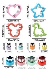 1/2/4/12 szt. foremka do kanapek z kreskówek, foremka do kanapek, foremka do ciastek, foremka do owoców i warzyw, szczypce do żywności Bento Box, dinozaur, gwiazda, kwadrat, w kształcie serca, odpowiednia do kuchni, jadalni, aktywności na świeżym powietrzu, spotkań, przyjęć, majsterkowania, akcesoriów kuchennych i niezbędnych artykułów do jadalni na świeżym powietrzu - Wielokolorowe - Zobacz 9