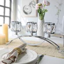 1pc 3-Arm Crystal Candle Holder, Arch Style Candle Stand, Home & Wedding Decor, Restaurant, Cabinet Display, Perfect Gift For Mother, Girlfriend, Room Decoration