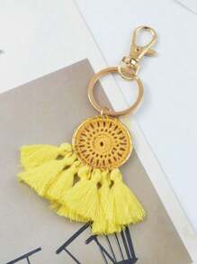 Bohemian Style Tassel Pendant Macrame Pendant Zinc Alloy Keychain Charm Car Hang Decoration Charm Bag Pendant Charm Headphone Case Pendant Charm Holiday Atmosphere Pendant Charm Holiday Decoration Small Gift