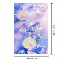 1/20pcs Summer Dreamy Purple Decoration Rectangular Tablecloth,Lemon And Ice Cube Pattern,Suitable For Home Decoration,Dining Room, Office, Kitchen, Picnic Decor,Home Decoration