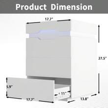 Furniwell Nightstand With Charging Station, Side Table With LED Lights, Bedside Table With Plug Outlets, 2 USB Ports, Bedside Tables With 2 Drawers And Top Storage Space, 20 RGB Colors Lighting