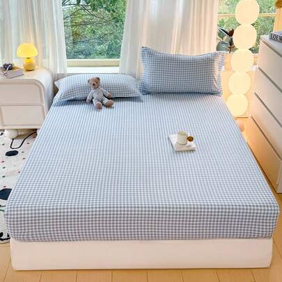 Bộ chăn ga gối 3 món, họa tiết bàn cờ, nhẹ, mềm mại và thoải mái, bao gồm 1 ga trải giường và 2 vỏ gối, không kèm ruột gối, phù hợp cho ký túc xá, phòng ngủ, nhiều kích cỡ để lựa chọn, thích hợp sử dụng vào mùa hè.