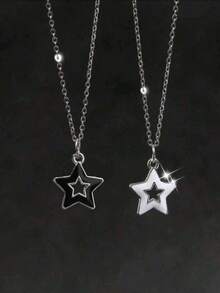 2pcs/Set Unisex Stainless Steel Necklace With Cross, Snake And Heart Elements, Suitable As Gift For Friends, Girlfriend/Boyfriend - Silver - View 7