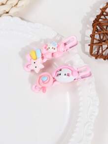 Sanrio Sanrio 2pcs/5pcs Kuromi Hello Kitty Melody Hair Clip Set, Cute Cartoon Alligator Clips & Sweet Hair Tie Rope For Girls' Daily/Bathroom/Summer Use & Role Playing Performance, Cute Cartoon Hair Accessories Claw Clips Hair Slide Hair Barrettes