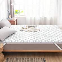 1Pieza Protector de Colchón Transpirable con 4 Cintas Elásticas (Sin Funda de Alohada)Silencioso y Lavable Máquina Cubre Colchon para Individual Matrimonial King Size,Color Blanco - Blanco - Ver 2