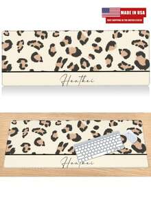[MADE IN USA]Personalized Office Desk Pad, Custom Office Desk Pad, Personalized Office Desk Pad, Name Office Desk Blotter, Mouse Pad, Brown/Golden Leopard High-End Minimalist. - Leopard - View 4
