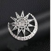 1 件时尚简约八角星星月胸针，锌合金服装衬衫防曝光翻领别针包帽配饰，适合日常佩戴背包学校万圣节珠宝服装配饰包饰办公室配饰 - 胸針 - 查看 16