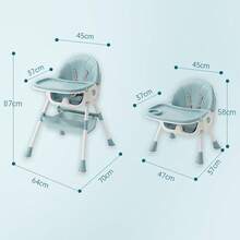 4 in 1 Kinder-Esszimmerstuhl, Babystuhl, Klappstuhl, höhenverstellbar, leicht zu reinigende Platte, rutschfest,  breiteres Kissen