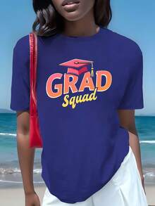 GRAD Squad Teediy Women's Pure Cotton T-Shirt With Comfortable Fit - Blue - View 1