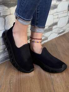Tenis casuales slip para mujer con suela ergonómica  tipo panal – cómodos y ligeros, lo ultimo en moda  Liso    Casual  Calle  Deportivo  Nuevo estilo chino  Fabulosa  Sexy    Casa  Fiesta  Oficina  Gym y Fitness  Vacación  Vacaciones - Negro - Ver 3