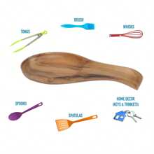 Large Acacia Wooden Spoon Rest Cooking Spoon Holder Organizer Heat-Resistant Wood Utensil Rest, Spoon Holder For Stove Top, Kitchen Utensil Holder For Ladles, Turner, Brush, Spatula& More