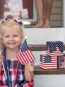 12 Pieces Patriotic Candy Boxes 4th Of July American Flag Printed Candy Box Independence Day Gift Boxes For Memorial Day Party Decorations - Multicolor - View 5