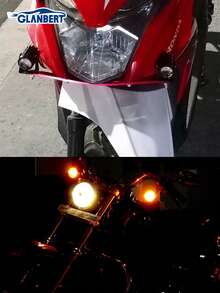 GLANBERT 2 piezas/paquete Faro de motocicleta con interruptor, luz mini de aluminio LED, diseño de foco de doble color, adecuado para motocicletas y vehículos eléctricos - Multicolor - Ver 12