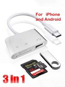 3-in-1 Multifunktions-Typ-C-Kartenleser, kompatibel mit Computern und Smartphones/Micro-SD/USB-Anschluss